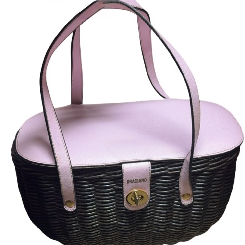 Braciano Black and Pink Woven Shoulder Bag